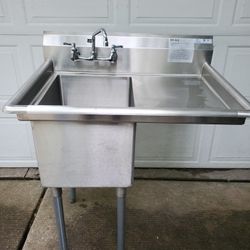 36"W STAINLESS STEEL PREP-SINK with FAUCET 