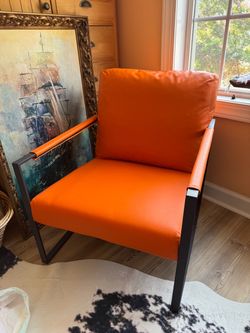 Orange Faux Leather Accent Chair