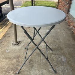 New 31" Round High-Top Folding Table, White
