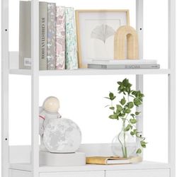 White Bookshelf 4 Tier Wood Bookcase With Draws
