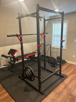 Squat Rack, Bench, & Plates - Like New