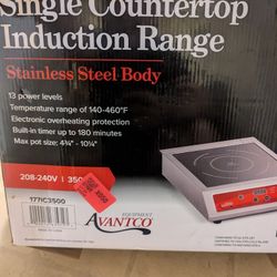 Avantco: Single Countertop Induction Range With Stainless Steel Body