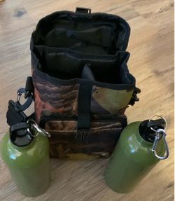 Camo Outdoor Bag with Two Water Bottles