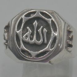  STERLING SILVER 925 RING SIZE 11.5 14.3 GRAMS W ARABIC WRITING PRE OWNED. 884181-1. 