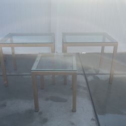 Three Coffee Table And Side Table Glass On Top