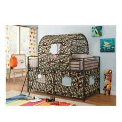 Camouflage Tent Loft Bed with Ladder