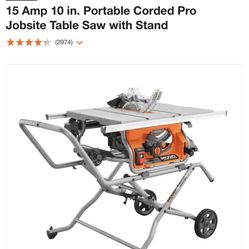 10 Inch Table Saw With The Stand