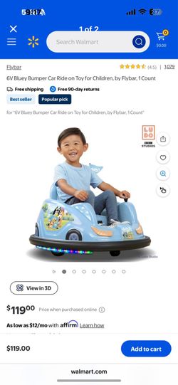 6V Bluey Bumper Car Ride on Toy for Children