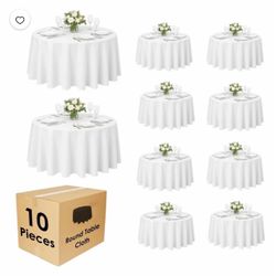 10 pack LinenTablecloth 70-Inch Round Polyester Tablecloth White