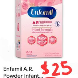 Enfamil AR -XL 30.4oz Box. Only $25 Per Box