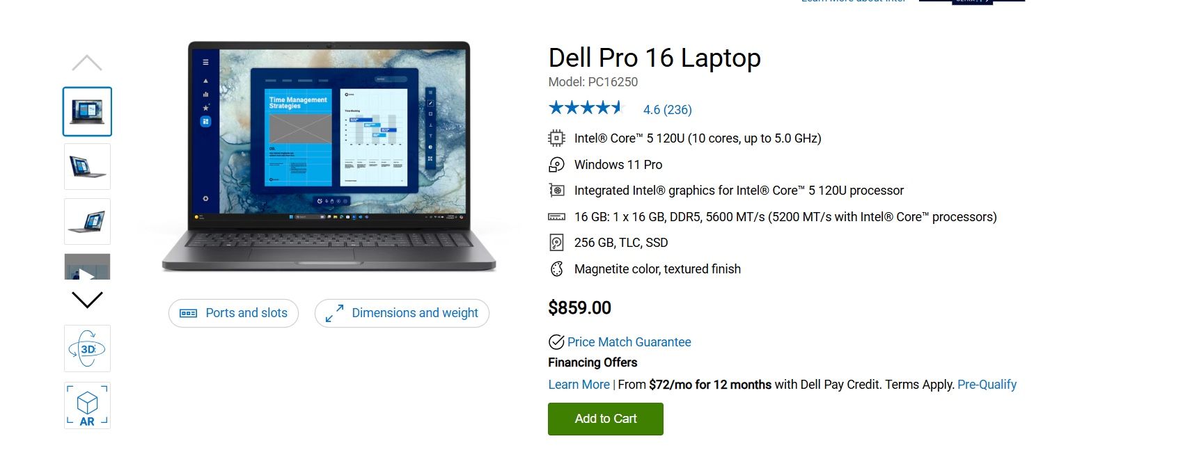 Brand New Sealed Dell Pro 16 (PC16250) – Intel Core 5 120U | 16GB DDR5 | 256GB SSD | 16” Laptop