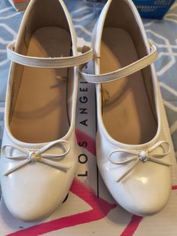 White Mary Jane Ballet Flats with Bow