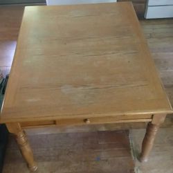 Wood Dining Room Kitchen Table Seats 6 * top has water marks drawer bottom needs repair