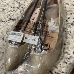 Gold Flats Shoes