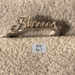 New “Blessed” ring, Size 7, Sterling Silver 925