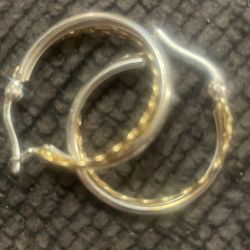 18k Gold And Silver Hoops