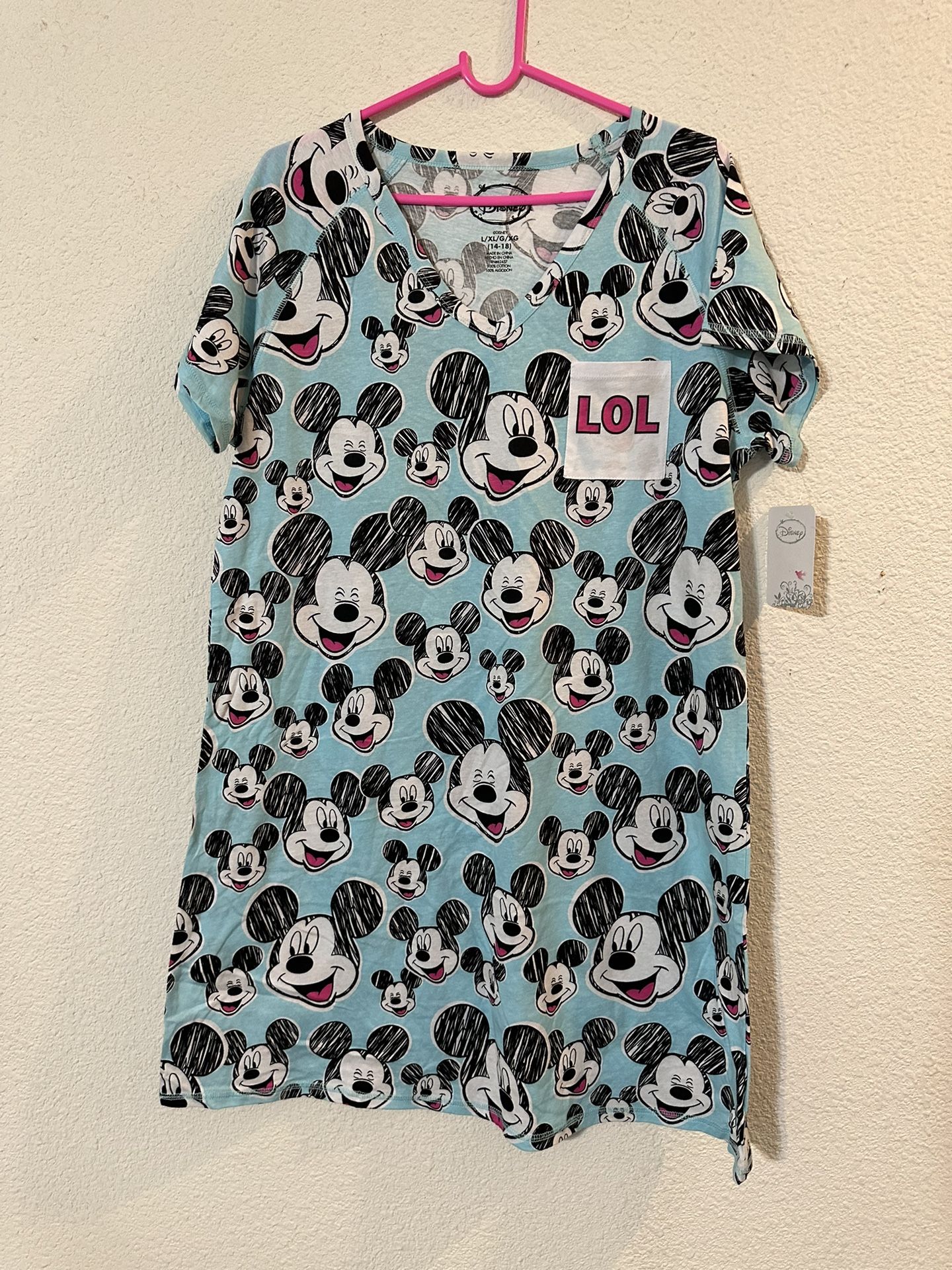 Disney Mickey Mouse, Lol Nightgown Sleeper Size Large Extra Large