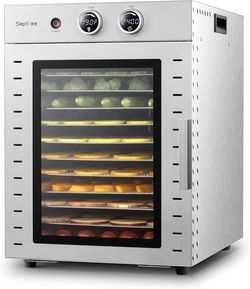 Food Dehydrators Machine with 12 Stainless Steel Trays with Timer Setting Temperature Adjusted 68 ℉ to 194 ℉ Dryer for Herb Fruit Meat Vegetables Mush