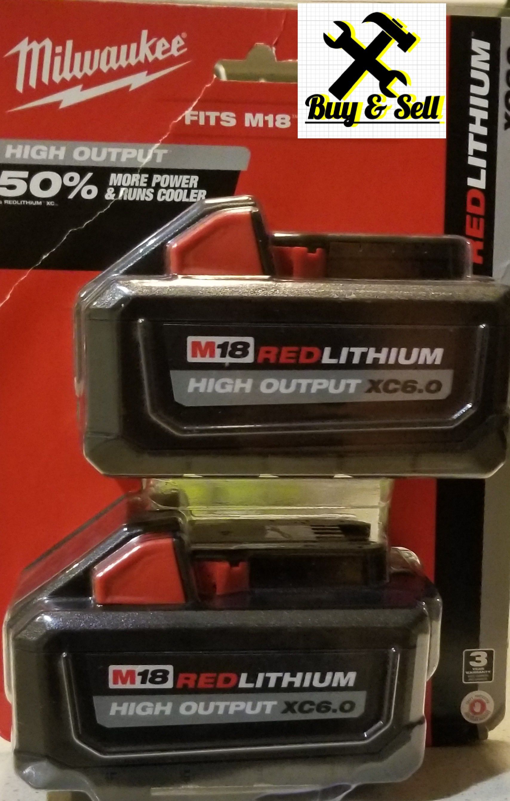 Milwaukee M18 red lithium high output HD 6.0 batteries