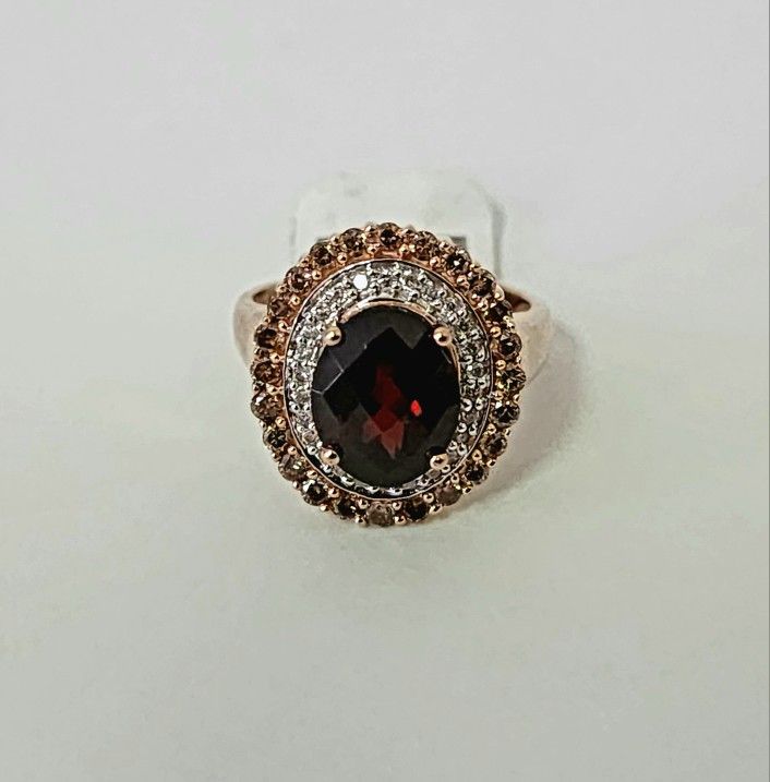 14k RG GARNET LDS RING 4.5G 1.25CTW