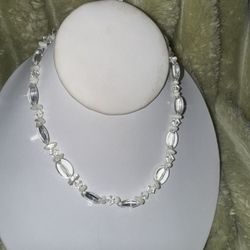 Vintage Swarovski Crystal & Mother of Pearl Stones Choker