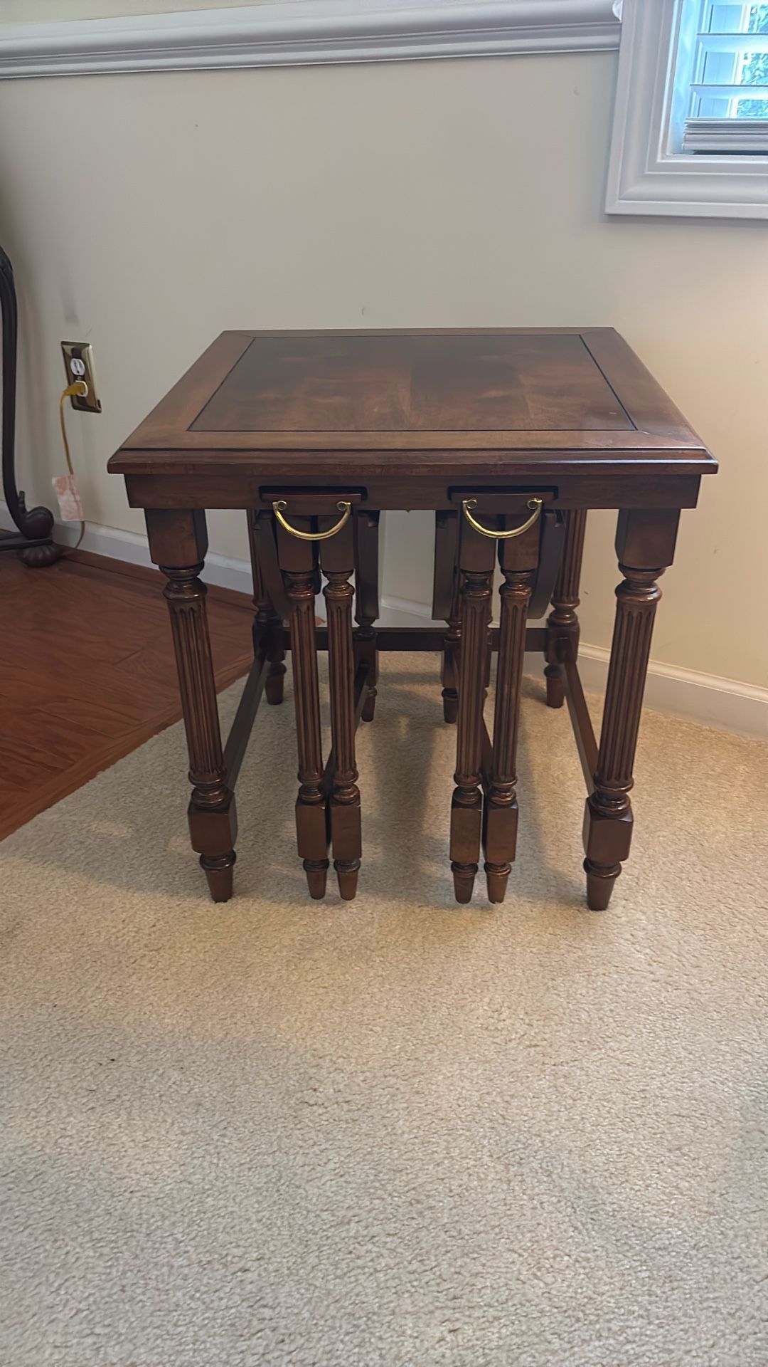 3 In One Solid Cherry 1 Square And 2 Round Tables