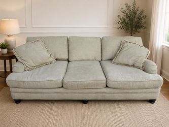 3-Seat Roll Arm Sofa with Throw Pillows - Free Delivery