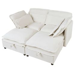 U_Style Double-Layer Cushion Modular Sofa, Freely Combinable, 4-Seater with Storage Function, Includes 4 Soft Cushions, Perfect for Living Rooms, Offi