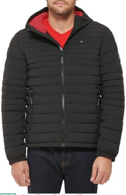 Tommy Hilfiger Men's Black Hooded Puffer Jacket
