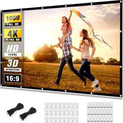 Projector Screen 150", Taotique 4K Movie, 16:9 HD Foldable/Portable Anti-Crease