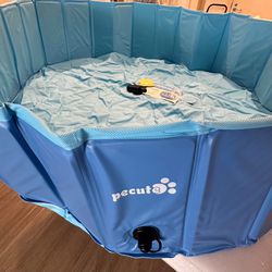 Pecute Dog Pool Foldable, Portable Dog Bathtubs Hard PVC, Multifunctional Dog Swimming Pool Wading Pool 47”x12” E-25