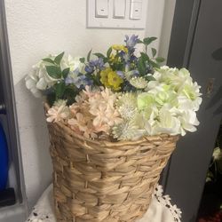 basket of fake flowers