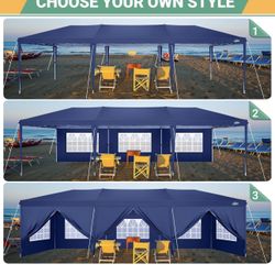 10 x 30 ft Party Tent with 8 x 10 x 30 Inch Walls, Pop-Up Party Tent, Waterproof, UPF 50+, Commercial Event Tent