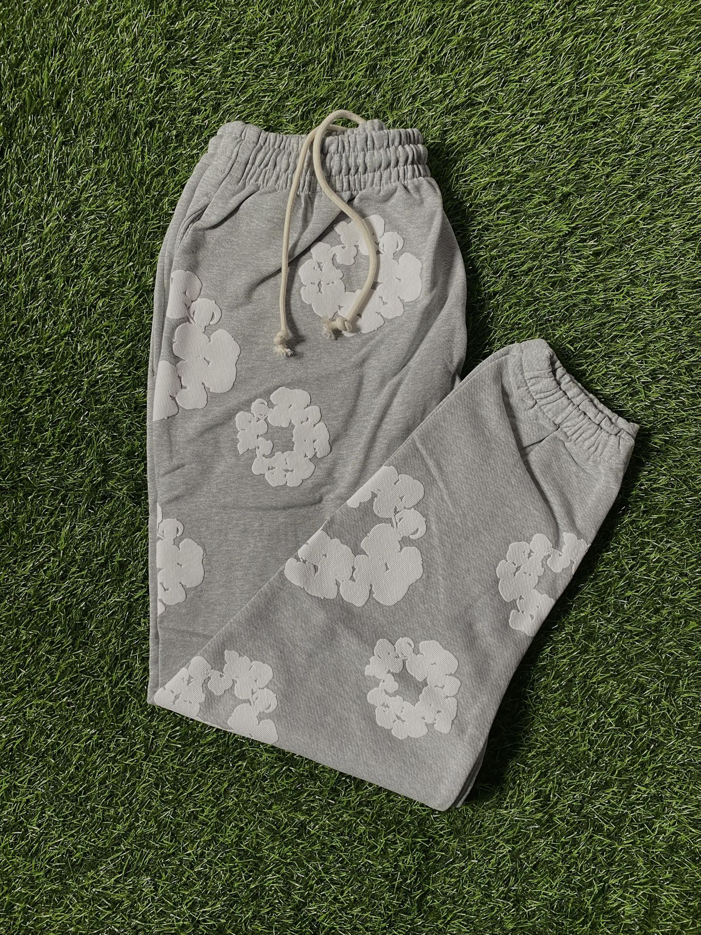 Grey Denim Tear Sweatpants