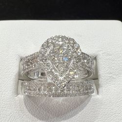🔥💎 STUNNING 2.0CT PEAR DIAMOND WEDDING SET! 10K Yellow or White Gold – Elegant & Luxe! ✨💍