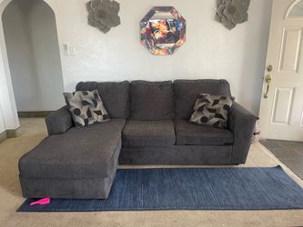 Dark Gray Fabric Sectional Sofa with Chaise