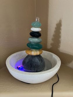 Stacked Stone Indoor marble Water Fountain with LED Light