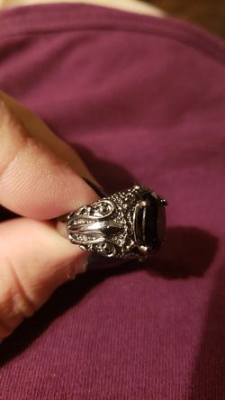 Sz 6.5 ring black metal black stone
