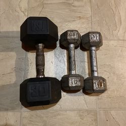 1 30lb Dumbbell & 2 10 Lb Dumbbells 