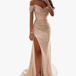 Rose Gold Sequin Formal Dress