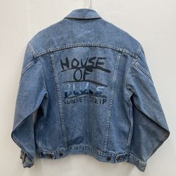 Vintage Mens Denim Jacket Size Medium Jean Jacket Embroidered House Of Blues Sunset Strip