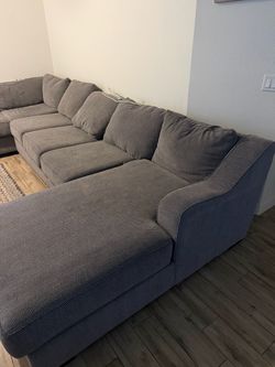 Large Gray Sectional Sofa with Chaise