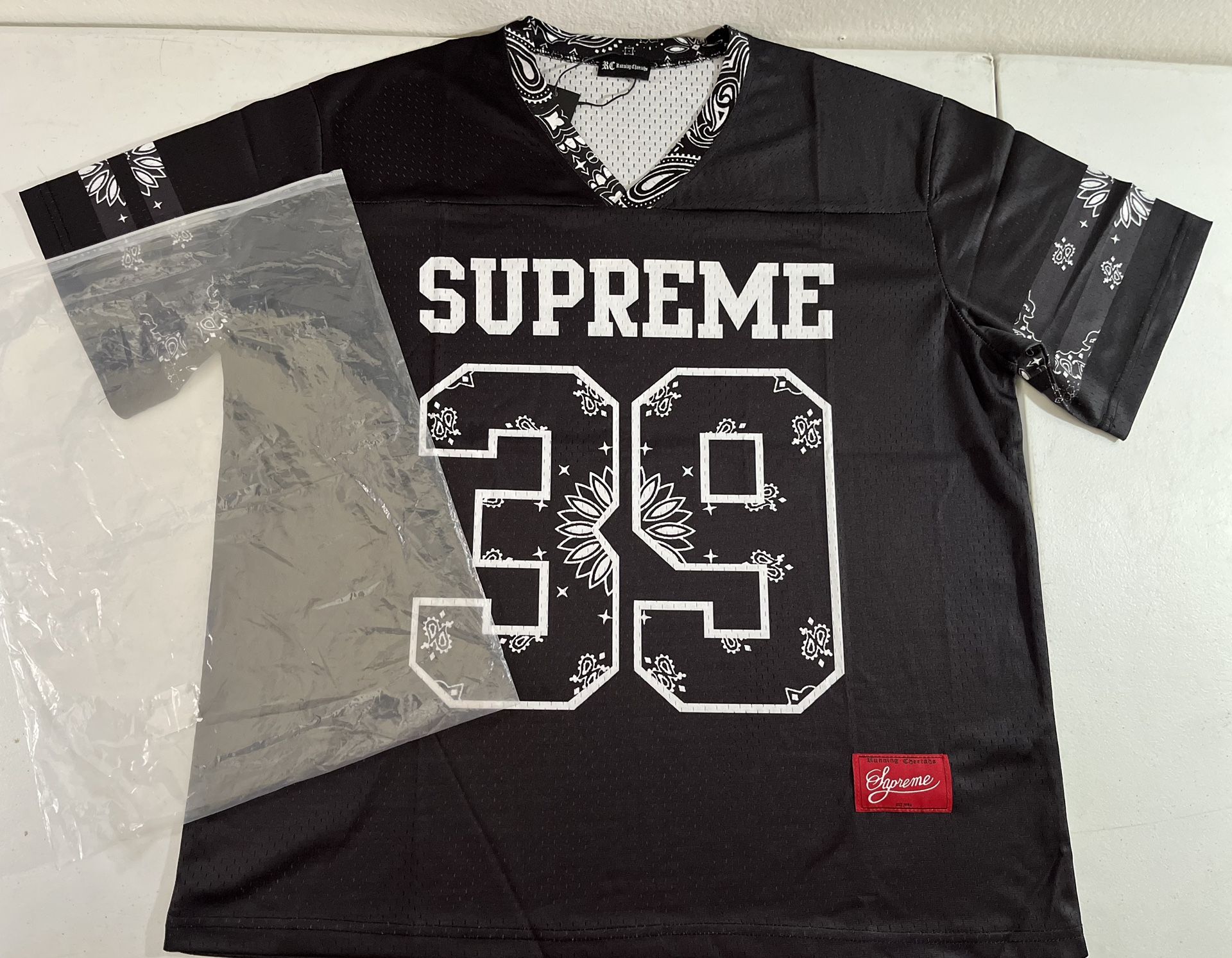 Supreme Jersey Black& White 39 Bandana FootBall Size L