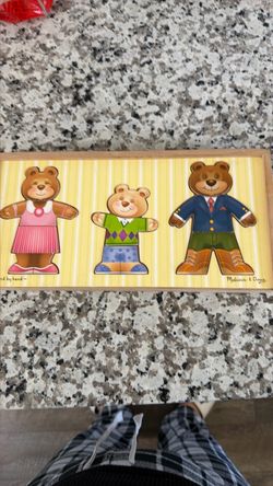 Wooden Bear family dress-up puzzle