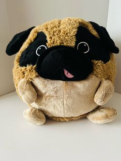 RARE Squishable pug potato-like Plush 15" black eye patches floppy ears fuzzy