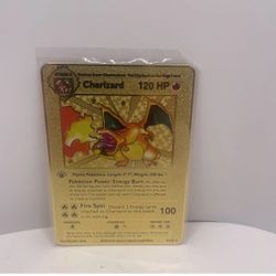 Charizard Gold Metal Pokémon 4/102 Fan Art Card – Premium Collectible Gift!