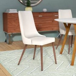 Set of 2 Modern Beige Upholstered Dining / Accent Chairs – New, Stylish & Comfy