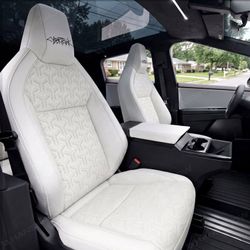 Cybertruck Seat Covers Full Set Nappa Leather Quilted Perforated Cyber Y-Pattern