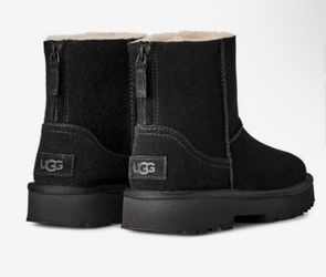 New UGG Black Suede Mini Boots with Zip size 9
