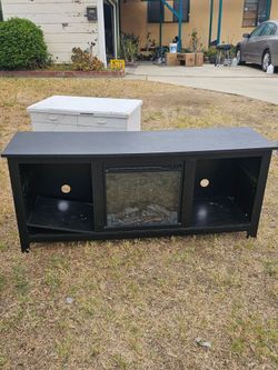 Cabinet with faux fire--FREE